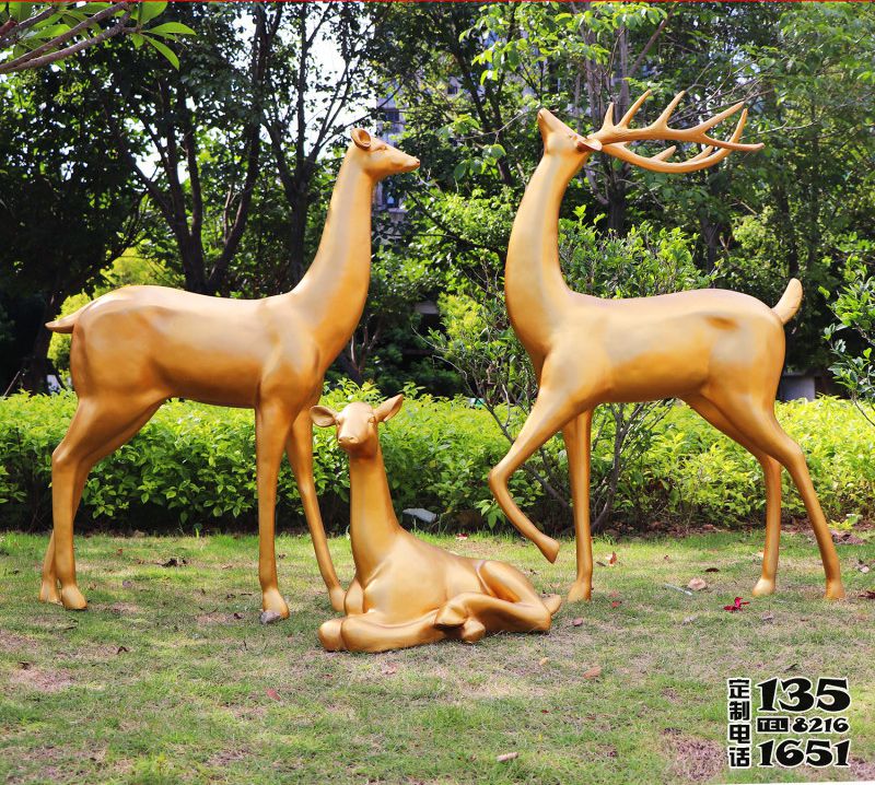 玻璃鋼仿銅公園仿真動物一家三口梅花鹿雕塑 玻璃鋼仿銅公園仿真動物一家三口梅花鹿雕塑