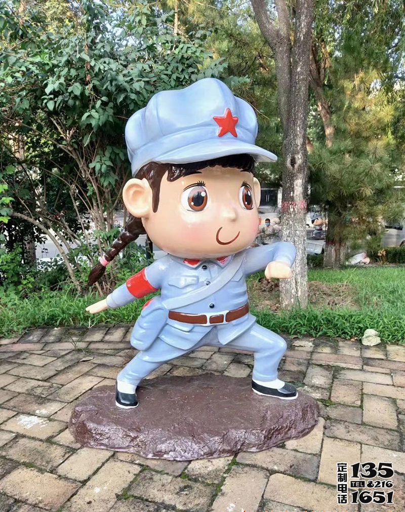 玻璃鋼彩繪卡通景區(qū)小女孩紅軍雕塑 玻璃鋼彩繪卡通景區(qū)小女孩紅軍雕塑