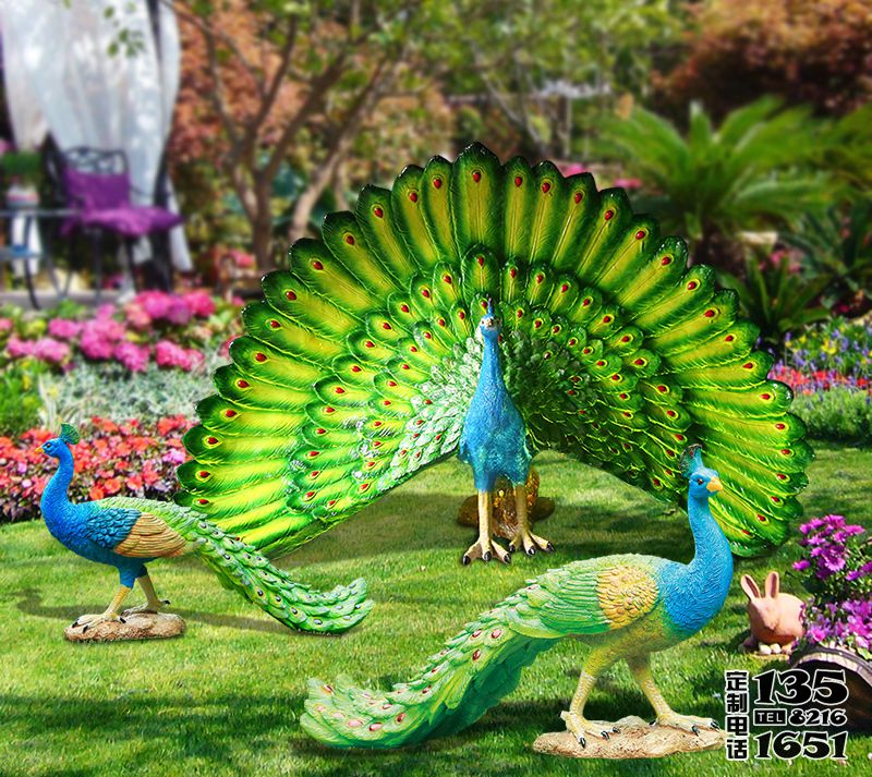 花園擺放的玻璃鋼彩繪仿真動(dòng)物孔雀雕塑 花園擺放的玻璃鋼彩繪仿真動(dòng)物孔雀雕塑