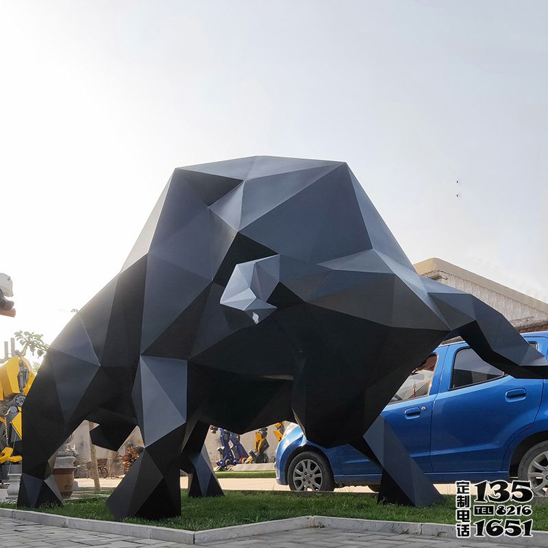 公園景區大型戶外景觀玻璃鋼幾何華爾街牛雕塑 公園景區大型戶外景觀玻璃鋼幾何華爾街牛雕塑