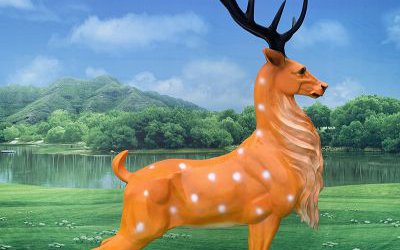 戶(hù)外大型仿真動(dòng)物景觀玻璃鋼梅花鹿雕塑