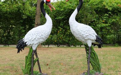 玻璃鋼仿真動(dòng)物戶(hù)外園林景觀仙鶴雕塑