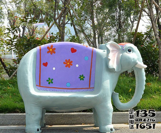 公園玻璃鋼彩繪創意卡通大象動物座椅雕塑 公園玻璃鋼彩繪創意卡通大象動物座椅雕塑